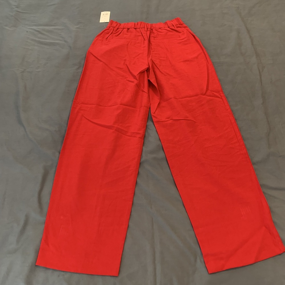A New Day Pants Womens 4 Red Wide Leg Pleated Front High Rise Office Career - Picture 9 of 12